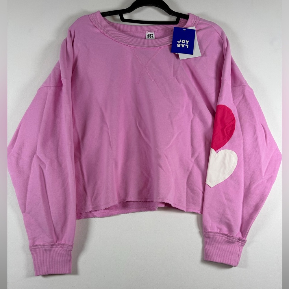 ♥️ Women's Valentine's Day Patchwork Crewneck Sweatshirt - JoyLab™ Pink M & XL - Picture 10 of 15